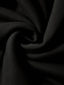 男士字母圖案袋鼠口袋抽繩連帽衫 - 黑色 - 查看 3