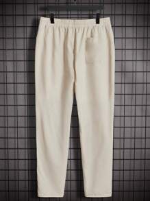 Manfinity Hypemode Men Pocket Patched Corduroy Shirt & Drawstring Waist Pants - Coffee Brown - View 10