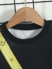 SHEIN Chico joven Sudadera con estampado de dibujos animados - Negro - Ver 5