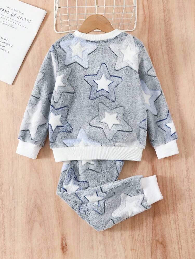 Young Boy Star Pattern Flannel PJ Set