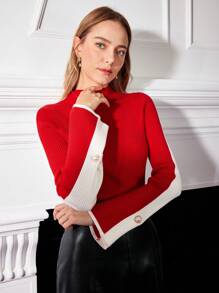 MOTF PREMIUM TWO-TONE WOOL-BLEND SWEATER - Multicolor - View 8