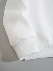 SHEIN EZwear Women's Letter Printed Fleece Sweatshirt - White - View 4