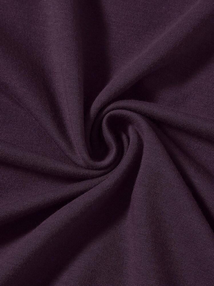 SHEIN Unity Plus Solid Ruched Batwing Sleeve Tee - Purple - View 4