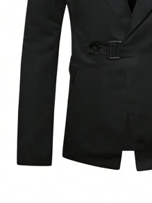 Manfinity Mode Nam Lỏng lẻo phù hợp Màu thuần Nút đơn Cổ bẻ Áo vest - màu đen - Xem 5