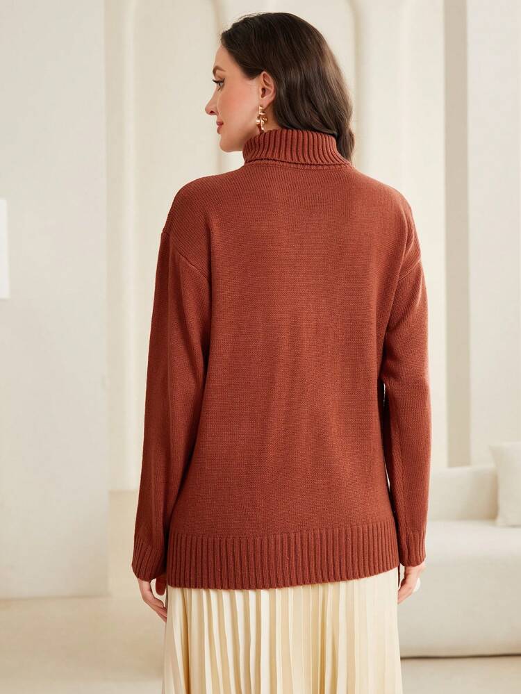 Women's High Neck Button Up Knit Pullover Fall Winter Sweater