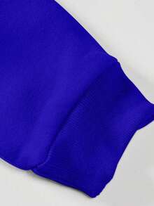 Manfinity Homme Men Letter Graphic Drop Shoulder Sweatshirt - Navy Blue - View 3