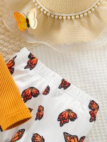 SHEIN 女小童荷葉邊T恤&蝴蝶圖案喇叭褲 - 彩色 - 查看 7