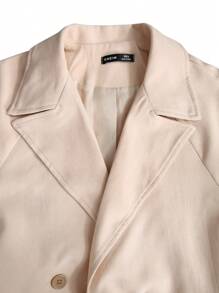 Manfinity Homme Men's Woolen Jacket With Lapel Collar And Belt Design - Beige - View 3