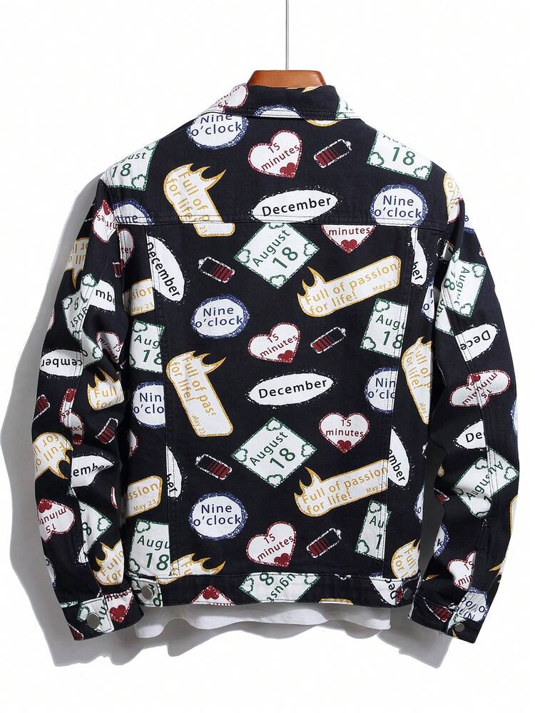 Men's Denim Jacket With Letter Print