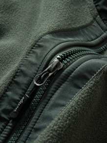 Men's Green Zipper Jacket Without Hood - Army Green - View 5