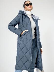 MIEGOFCE Abrigo acolchado acolchado con capucha con cordón y cremallera - Neblina azul - Ver 4