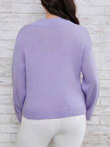 SHEIN LUNE Hơn Thả vai Áo len - Màu tím - Xem 2