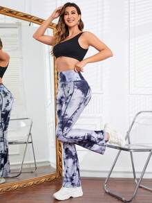 Easithlete 紮染寬腰帶喇叭運動褲 - 深灰色 - 查看 6