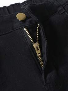 Chica adolescente Jeans desgarro - Negro - Ver 4