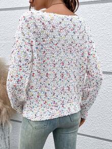 SHEIN LUNE Cổ thuyền Thả vai Áo len - Màu be - Xem 2