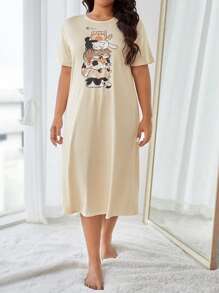 大碼卡通圖案睡裙