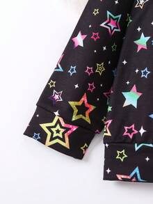 SHEIN Young Girl Unicorn Print Hoodie - Black - View 3