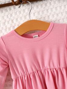 Baby Girl 2pcs Cartoon Graphic Smock Dress - Multicolor - View 6