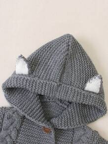 Onesies Sweater Bayi Perempuan Tombol Depan Plain Casual - Grey - View 4
