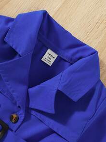 婴儿复古蝴蝶结网眼泡泡袖外套 - 藍色 - 查看 3