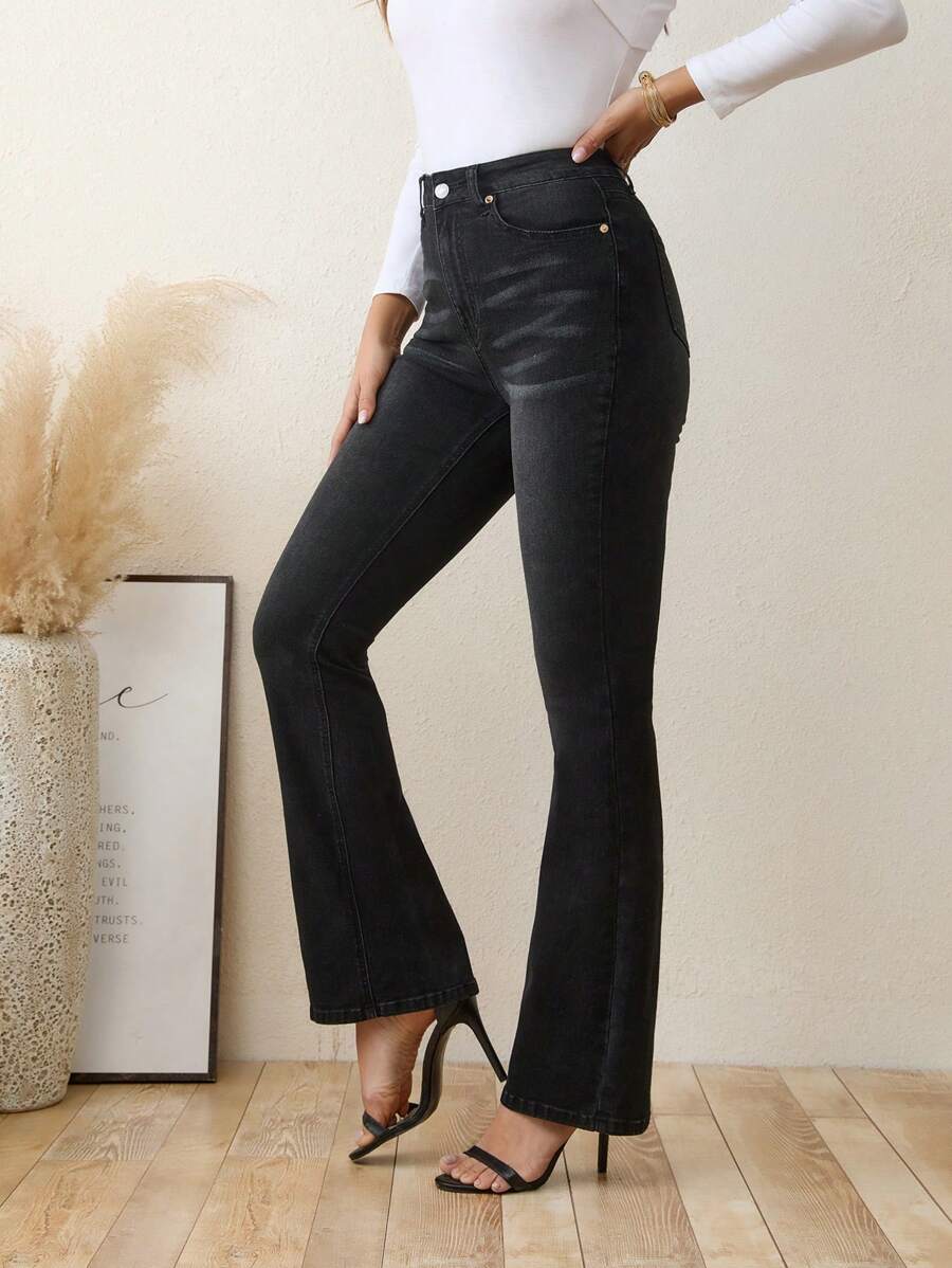 Dây kéo bay Quần ống loe - màu đen - Xem 1