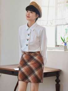 FRIFUL Women's Plaid Skirt Fall,Winter - Multicolor - View 4