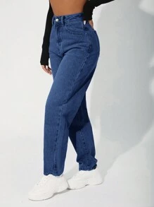 RueChic High Waist Mom Fit Jeans - Medium Wash - View 5