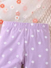 Baby Girl 3pcs Polka Dot Print Pants - Multicolor - View 5
