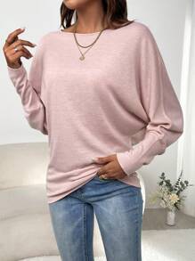SHEIN Clasi Batwing Sleeve Solid Tee