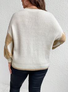 Celure Plus Argyle Pattern Drop Shoulder Sweater Knit Pullover Fall Winter Outfit
