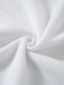 SHEIN EZwear Hoạt hình Mèo & Khẩu hiệu Dây rút Lót nhiệt Hoodie - trắng - Xem 8