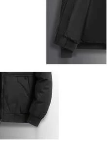 男士加厚夹克/冬季羽绒服，纯色，保暖 - 黑色 - 查看 3