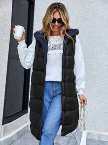 SHEIN Cottnline Women'S Hooded Sleeveless Padded Jacket - Multicolor - View 1