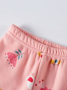 Young Girl Cartoon Graphic PJ Set - Pink - View 4