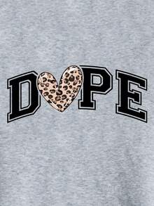 SHEIN EZwear 字母和心形印花下垂肩運動衫 - 黑色 - 查看 6