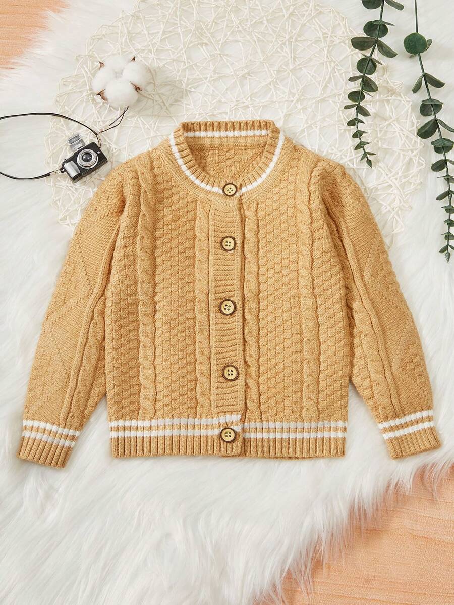 男嬰條紋飾邊前排扣開襟衫