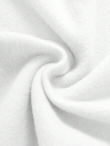 SHEIN EZwear Bướm & hoa in Túi kangaroo Dây rút Áo hoodie ấm áp - trắng - Xem 3