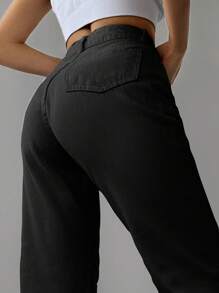 EURMUSE Jeans con cremallera crop - Negro - Ver 5