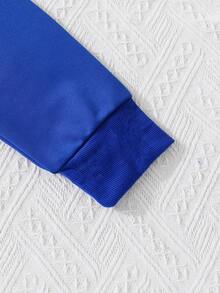 SHEIN Tween Girl Slogan Graphic Drop Shoulder Hooded Sweatshirt Dress - Blue - View 5