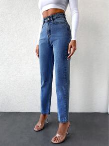 EURMUSE Women's Straight Jeans - Blue - View 3