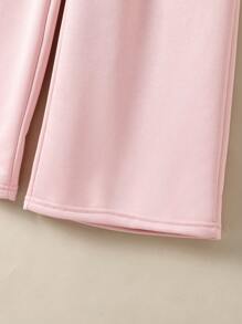 SHEIN Cô gái Tween Thư được vá Tay Raglan Viền không đối xứng Áo thun & quần - Hồng - Xem 6