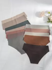 12 cái Của phụ nữ Màu thuần Tam giác Quần lót không đường may - Nhiều màu - Xem 2