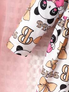 Baby Girl 2pcs Cartoon Graphic Smock Dress - Multicolor - View 4