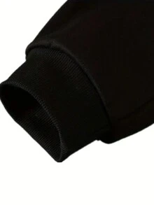 Men Letter Graphic Drop Shoulder Sweatshirt - Black - View 4