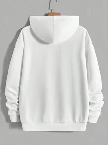 Manfinity RebelGame Loose Fit Men's Rabbit Print Long Sleeve Casual Hoodie - White - View 2