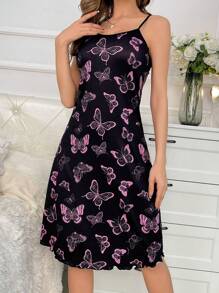 Váy ngủ in hình bướm Xà lách Cami Pyjama - màu đen - Xem 4