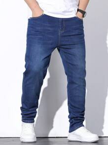 Manfinity Hypemode Men's Plus Size Denim Jeans With Pockets - Blue - View 7