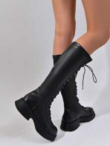 女性時尚靴子 - 黑色 - 查看 4