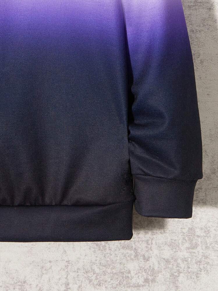 SHEIN Chico joven Sudadera de ombré con estampado de letra - Multicolor - Ver 4
