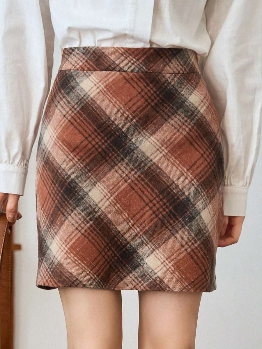 FRIFUL Women's Plaid Skirt Fall,Winter - Multicolor - View 1